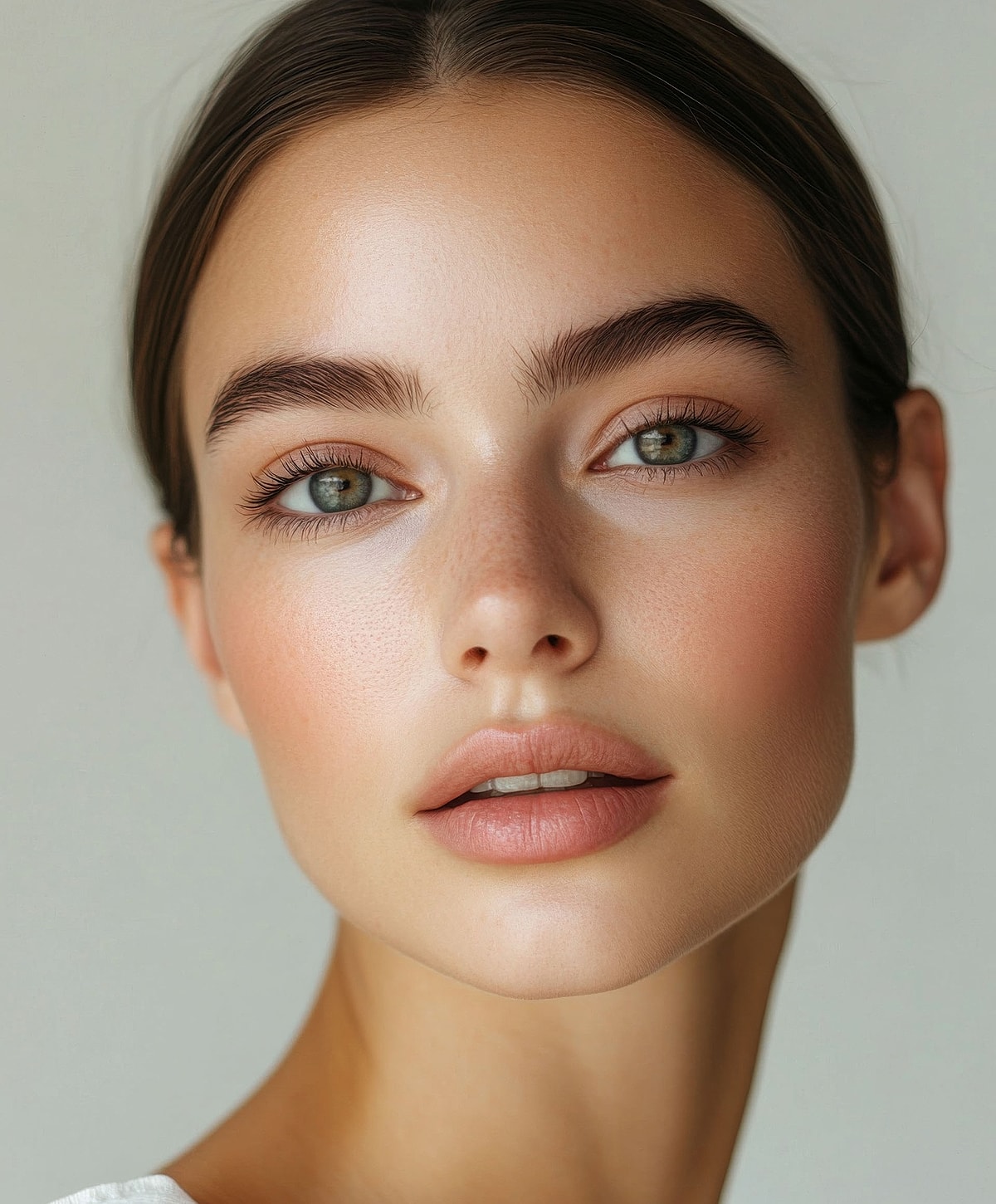 Close-up of a woman's face with natural beauty.
