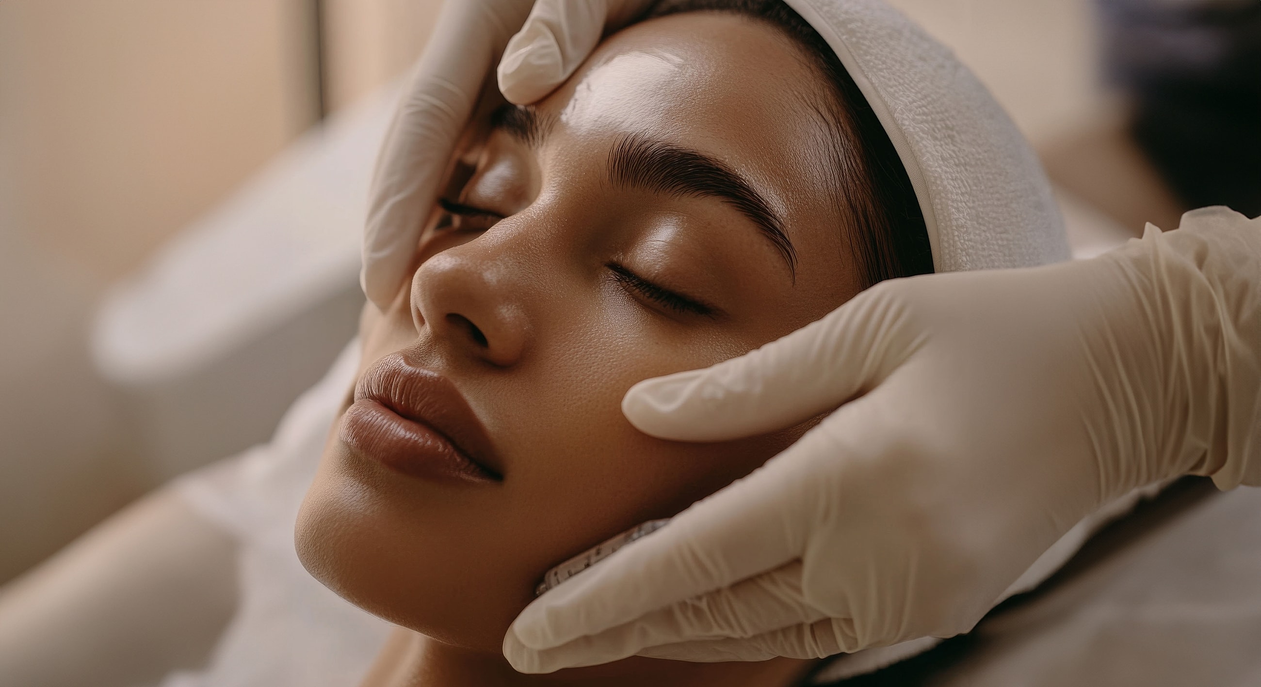 Skincare treatment in a spa setting.